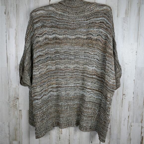 Christopher & Banks Short Sleeve Open Cardigan sweater brown/blue sz small loose - Picture 10 of 10